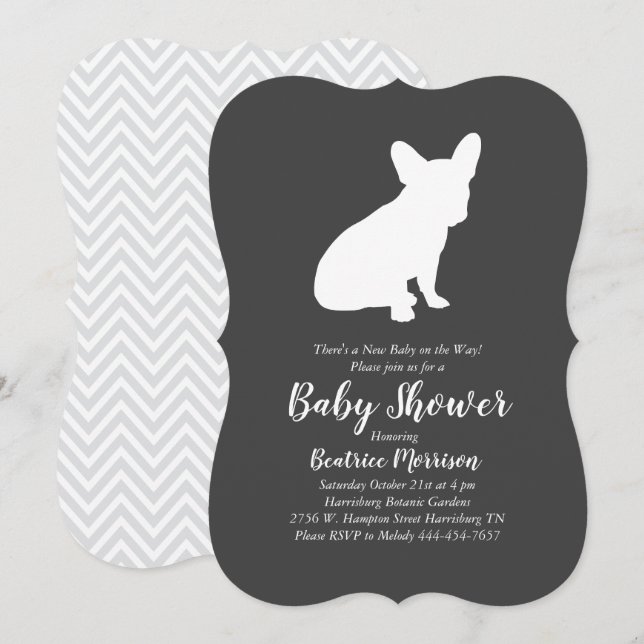 French Bulldog Theme Party - Baby Shower Neutral Invitation (Front/Back)