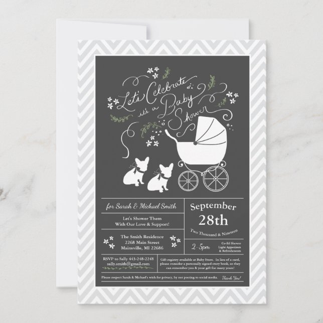 French Bulldog Theme Party - Baby Shower Neutral Invitation (Front)