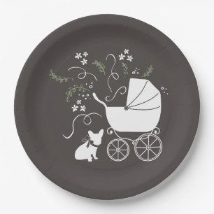 French Bulldog Theme Party - Baby Shower Neutral Paper Plate
