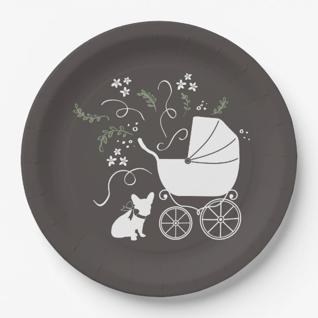French Bulldog Theme Party - Baby Shower Neutral Paper Plate (Front)
