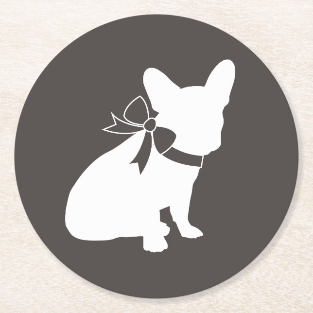 French Bulldog Theme Party - Baby Shower Neutral Round Paper Coaster (Front)