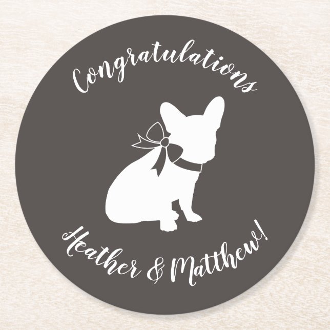 French Bulldog Theme Party - Baby Shower Neutral Round Paper Coaster (Front)