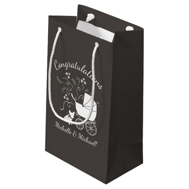 French Bulldog Theme Party - Baby Shower Neutral Small Gift Bag (Back Angled)