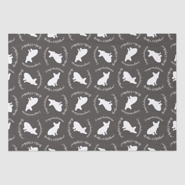 French Bulldog Theme Party - Baby Shower Neutral Tissue Paper (Front)