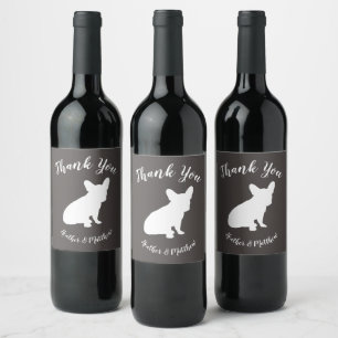 French Bulldog Theme Party - Baby Shower Neutral Wine Label
