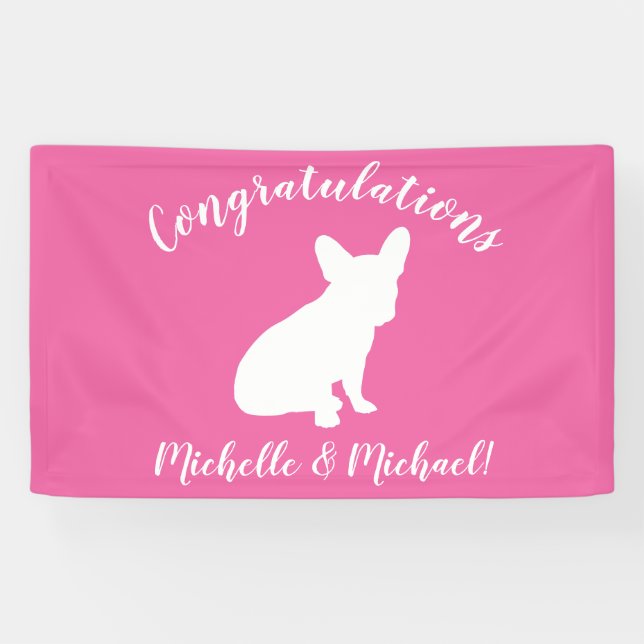 French Bulldog Theme Party - Baby Shower Pink Banner (Horizontal)