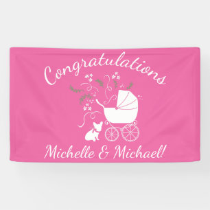French Bulldog Theme Party - Baby Shower Pink Banner