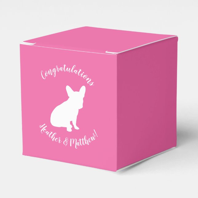 French Bulldog Theme Party - Baby Shower Pink Favour Box (Front Side)