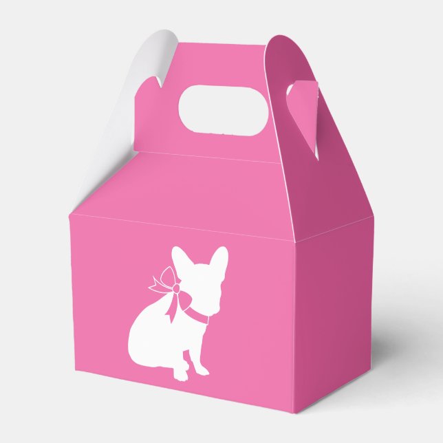 French Bulldog Theme Party - Baby Shower Pink Favour Box (Front Side)