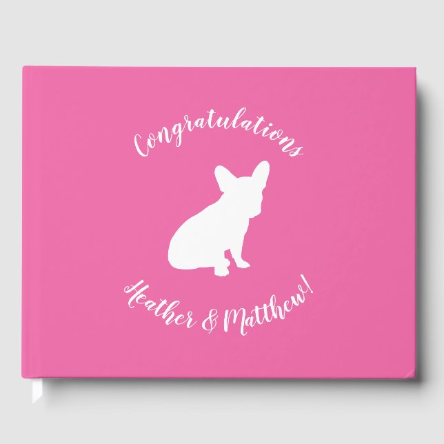 French Bulldog Theme Party - Baby Shower Pink Guest Book (Front)