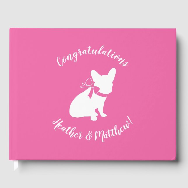 French Bulldog Theme Party - Baby Shower Pink Guest Book (Front)