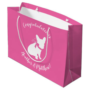 French Bulldog Theme Party - Baby Shower Pink Large Gift Bag