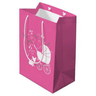 French Bulldog Theme Party - Baby Shower Pink Medium Gift Bag