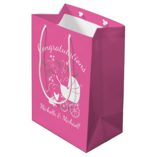 French Bulldog Theme Party - Baby Shower Pink Medium Gift Bag