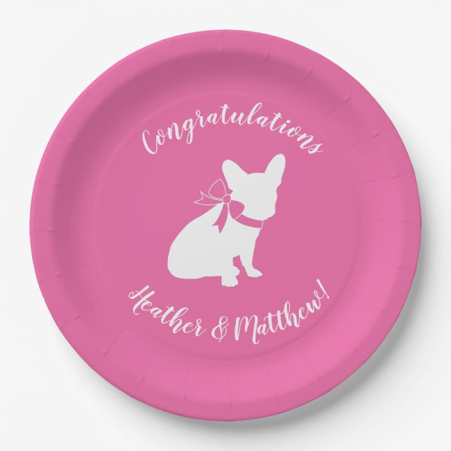 French Bulldog Theme Party - Baby Shower Pink Paper Plate (Front)