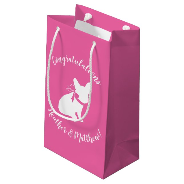 French Bulldog Theme Party - Baby Shower Pink Small Gift Bag (Back Angled)