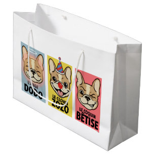 French Bulldog Three Moods Large Gift Bag