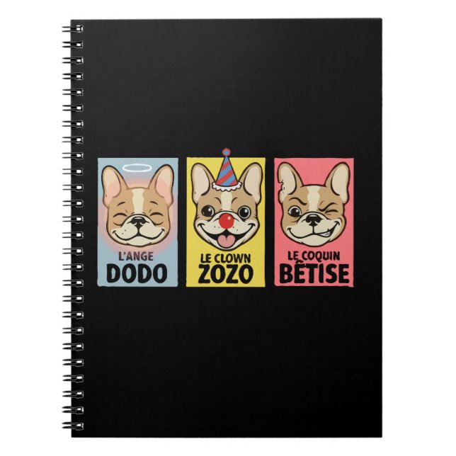 French Bulldog Three Moods  Notebook (Front)