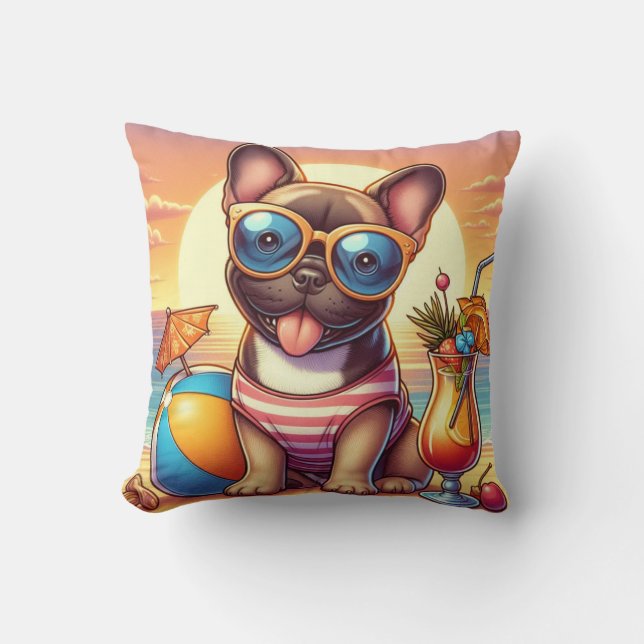 French Bulldog Throw Pillow (Front)