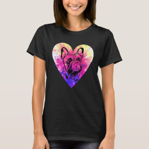 French Bulldog Tie Dye Heart Dog Owner Saying Phra T-Shirt