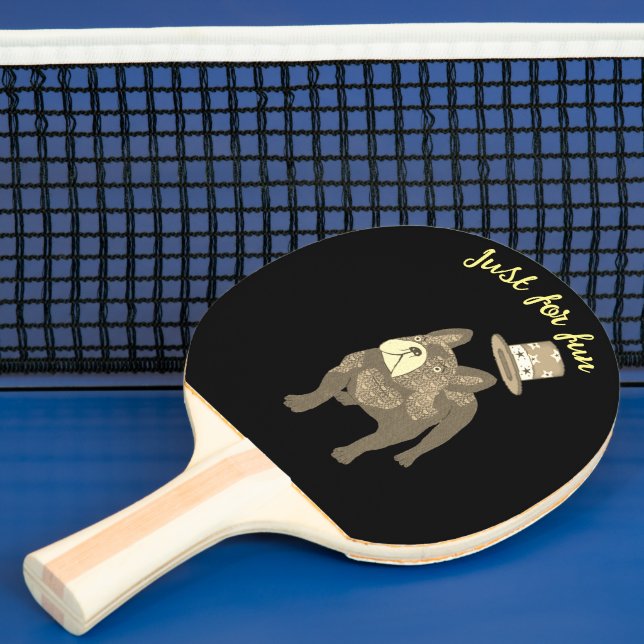 French Bulldog Top Hat New Year's Ping Pong Paddle (Insitu)
