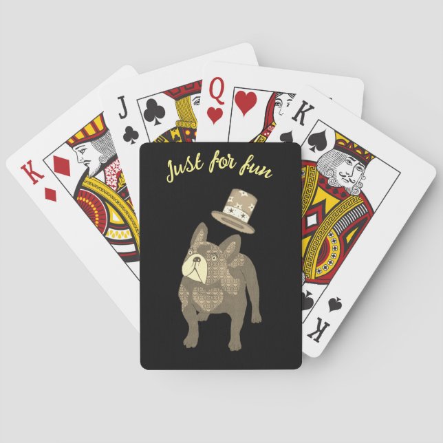 French Bulldog Top Hat New Year's Playing Cards (Back)