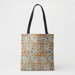 French Bulldog Tote Bag Halloween Floral Kawaii