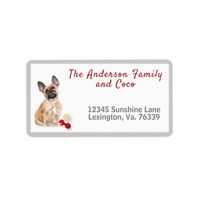 French Bulldog Toys Home Return Address       Label (Front)