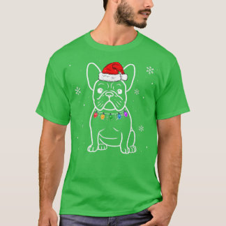 French Bulldog Tree Christmas Lights Xmas Holiday  T-Shirt