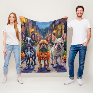 French Bulldog Trick-or-Treating Halloween Costume Fleece Blanket