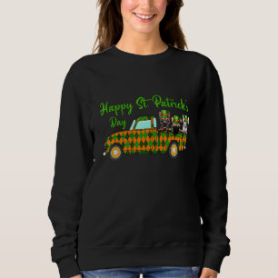 French Bulldog Truck St Patrick's Day Shamrock Gre Sweatshirt
