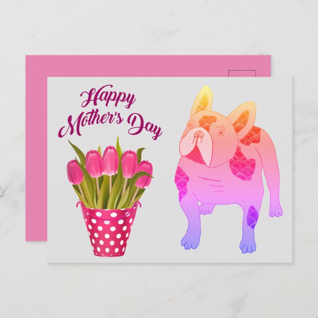 French Bulldog Tulips French Bulldog Postcard (Front/Back)