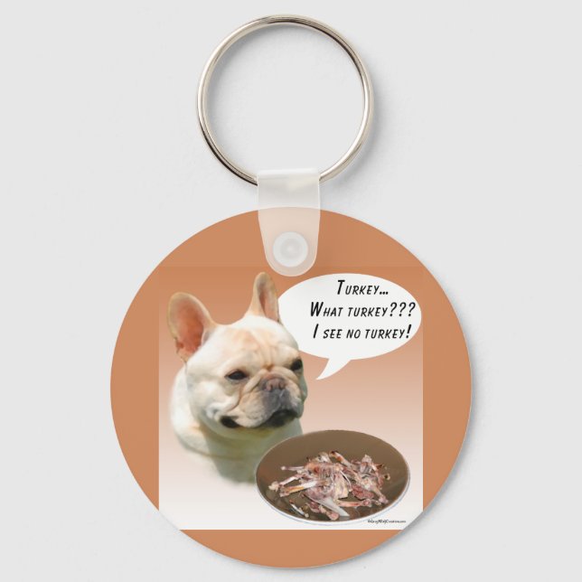 French Bulldog Turkey Key Ring (Front)