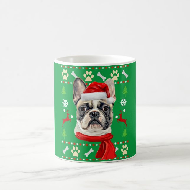 French Bulldog Ugly Christmas Coffee Mug (Center)