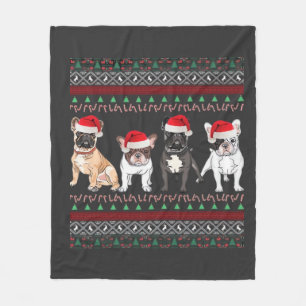 French Bulldog Ugly Christmas Sweater Essential T- Fleece Blanket