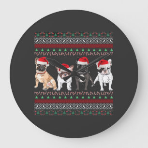French Bulldog Ugly Christmas Sweater Essential T- Large Clock