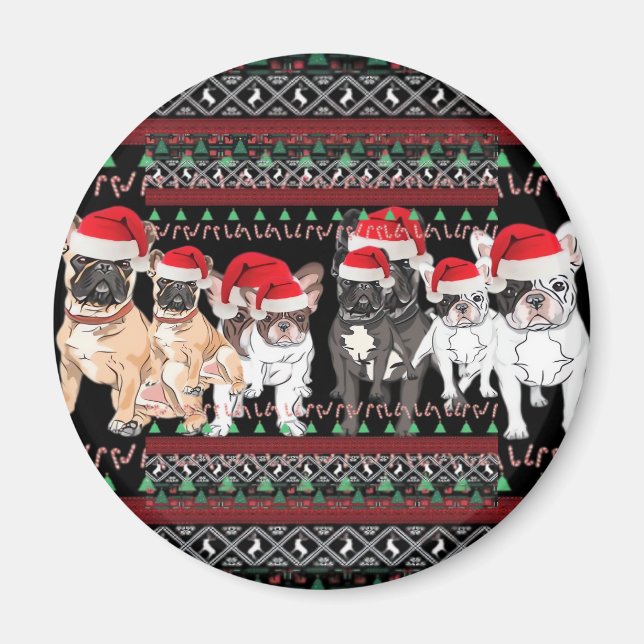 French Bulldog Ugly Christmas Sweater Essential T- Magnet (Front)