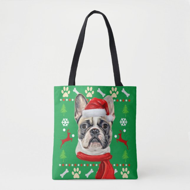 French Bulldog Ugly Christmas Tote Bag (Front)