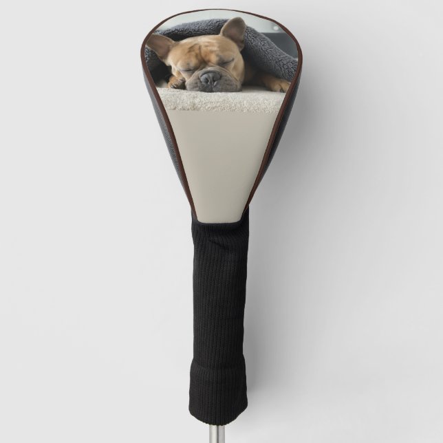 french bulldog under blanket   golf head cover (Front)