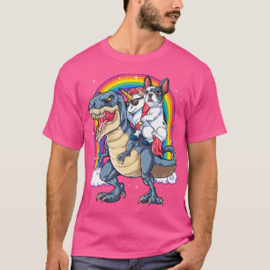 French Bulldog Unicorn Dinosaur T Rex Girls Rainbo T-Shirt
