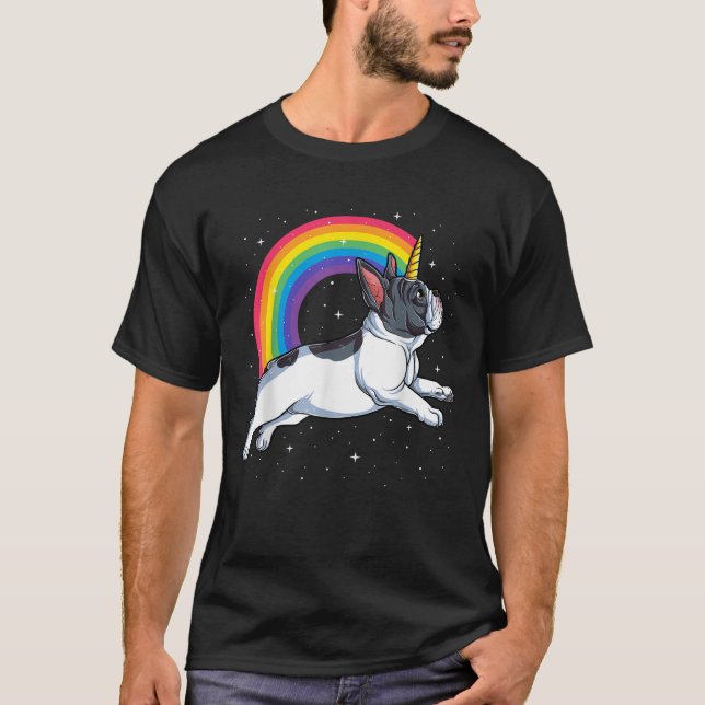 French Bulldog Unicorn Girls Space Galaxy Frenchic T-Shirt (Front)