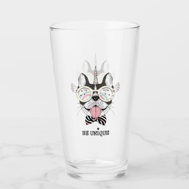 French Bulldog Unicorn Glass (Front)
