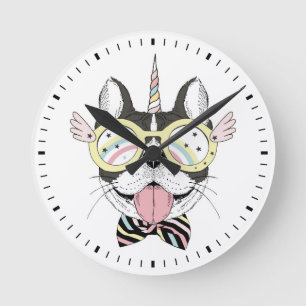 French Bulldog Unicorn Round Clock