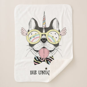 French Bulldog Unicorn Sherpa Blanket