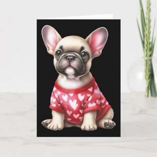 French Bulldog Valentine Day Red Heart Love Puppy  Card