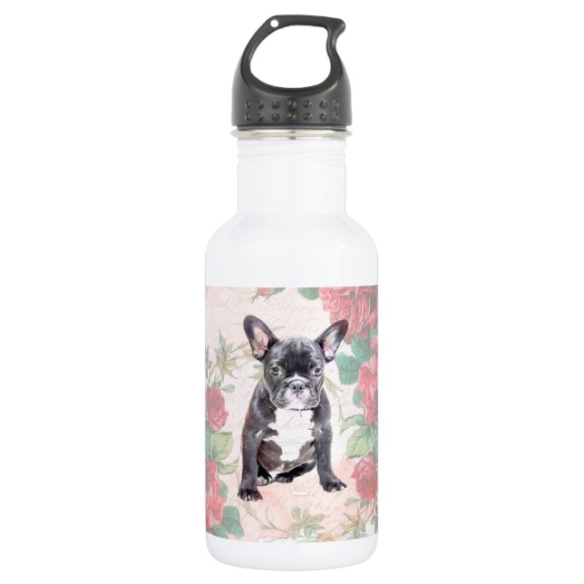 French Bulldog valentine roses 532 Ml Water Bottle (Front)