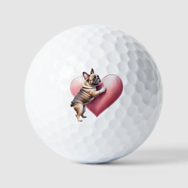 French Bulldog Valentine's Day French Bulldog Golf Balls (Front)