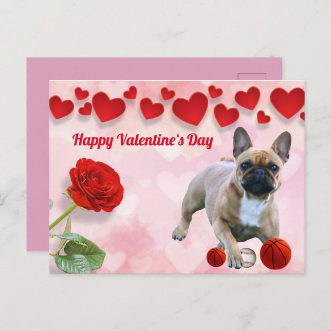 French Bulldog Valentine's Day French Bulldog Postcard (Front/Back)