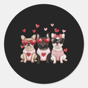 French Bulldog Valentines Day Heart Pet Dog Animal Classic Round Sticker