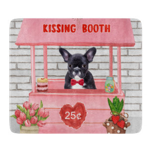 French Bulldog Valentine's Day Kissing Booth Cutting Board